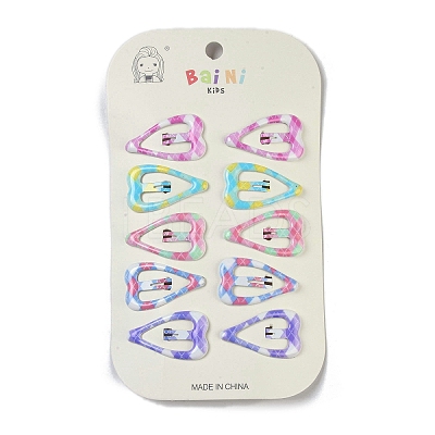 10Pcs 5 Colors Tartan Pattern Epoxy Resin Snap Hair Clip PHAR-P009-01E-1