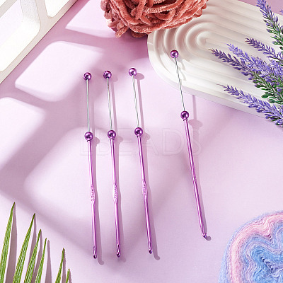 4Pcs DIY Alloy Beadable Crochet Hooks AJEW-TA0003-50B-1