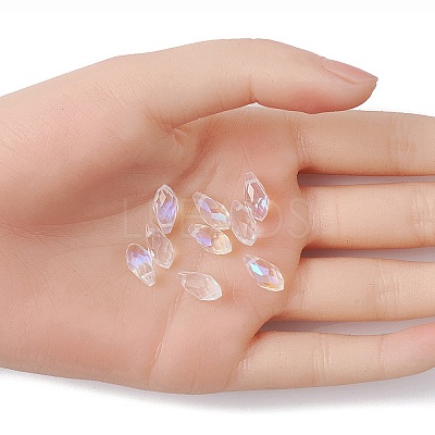 Electroplate Transparent Glass Faceted Teardrop Beads EGLA-YWC0001-01-1