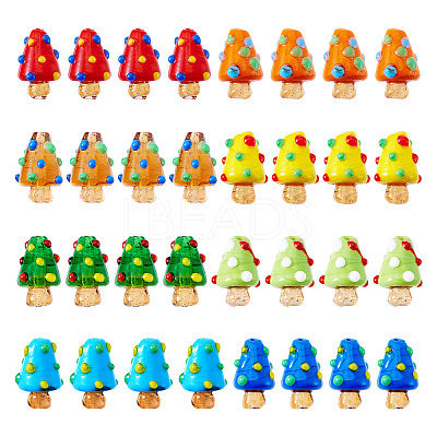 32Pcs 8 Colors Handmade Lampwork Bumpy Beads LAMP-BY0001-05-1