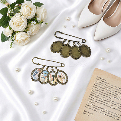 4Pcs Steel with Zinc Alloy Brooch Base Settings JEWB-UN00013-1