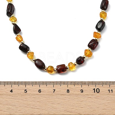 Natural Amber Nuggets Beaded Necklaces for Women NJEW-JN06041-1