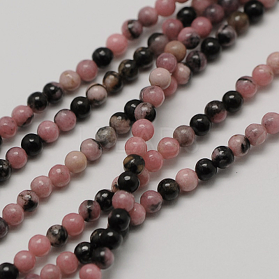 Natural Rhodonite Round Bead Strands G-A130-3mm-23-1