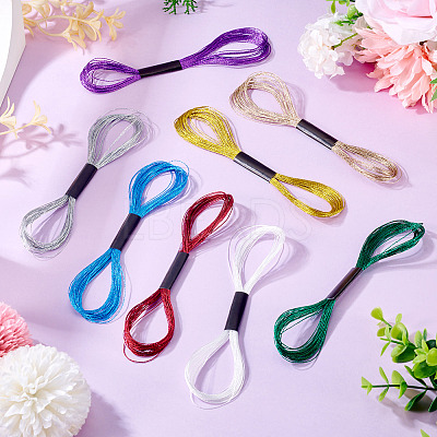 8 Skeins 8 Colors 6-Ply Polyester Metallic Embroidery Floss DIY-TAC0020-73-1