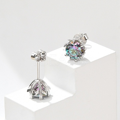 925 Sterling Silver Moissanite Rhinestone Stud Earrings EJEW-U042-05P-02-1