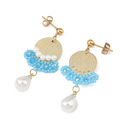 Brass Glass Seed Bead Chandelier Earrings EJEW-MZ00762-01-1