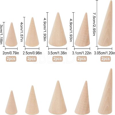 10Pcs 5 Style Wooden Ring Displays RDIS-FG0001-18-1
