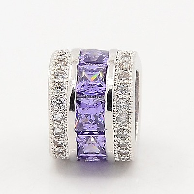 Medium Purple CZ Jewelry Findings Brass Micro Pave Cubic Zirconia Beads X-ZIRC-M015-25P-NR-1