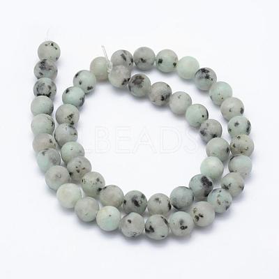 Natural Sesame Jasper/Kiwi Jasper Beads Strands G-F518-18-8mm-1