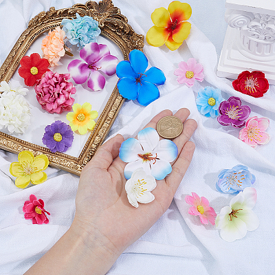 200Pcs 4 Styles Cloth Artificial FLower AJEW-SP0003-68-1