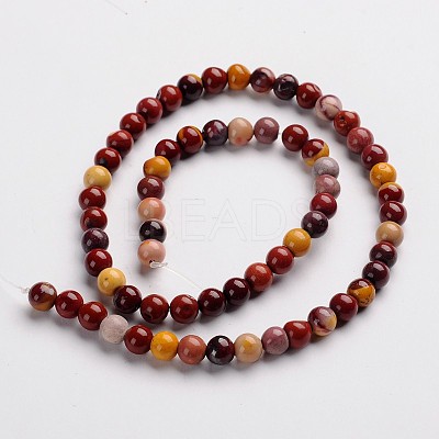 Round Natural Mookaite Gemstone Bead Strands G-J333-06-6mm-1