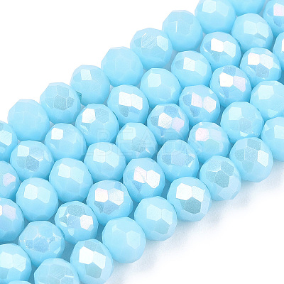 Electroplate Glass Beads Strands EGLA-A034-P6mm-B14-1