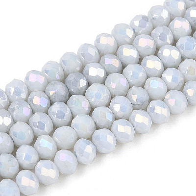 Anti-Tarnish Electroplate Rondelle Glass Beads Strands X-EGLA-T021-4mm-17-01-1