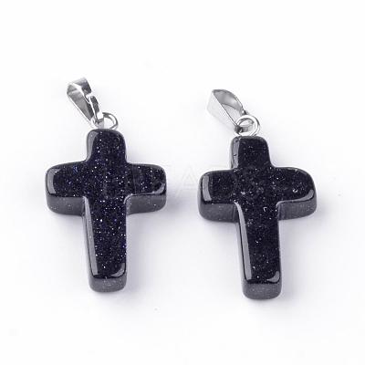 Synthetic Blue Goldstone Pendants G-J354-03-1