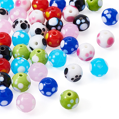 40Pcs 8 Colors Handmade Lampwork Beads LAMP-TA0001-54B-1