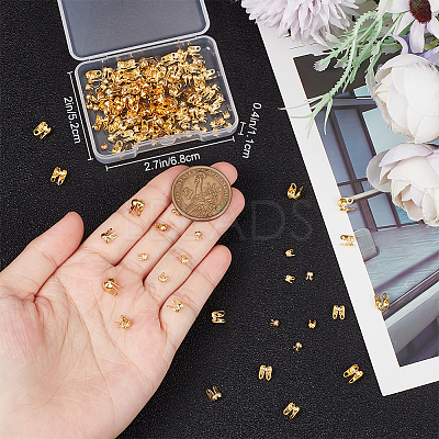150Pcs 3 Size Brass Bead Tips KK-BBC0009-14-1