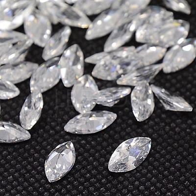 Clear Grade A Horse Eye Cubic Zirconia Pointed Back Cabochons X-ZIRC-M003-4x2mm-007-1