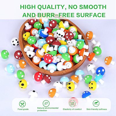 20Pcs Mushroom Silicone Focal Beads JX901I-1