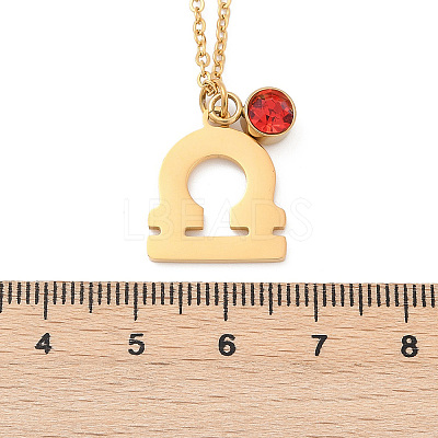 304 Stainless Steel Glass Drill Birth Stone Constellation Pendant Necklaces LS-STAS-D305-08G-G-1
