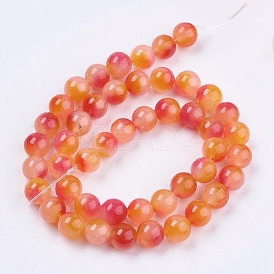 Two Tone Natural White Jade Bead Strands G-R165-8mm-06-1