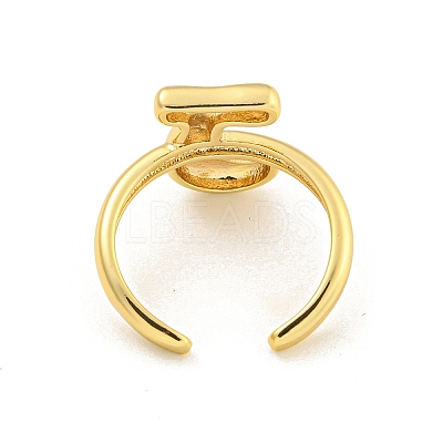 Brass Letter Open Cuff Rings for Women RJEW-G313-01J-G-1
