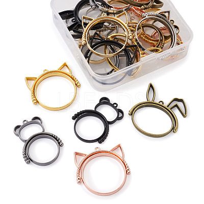 Alloy Open Back Bezel Pendants(Rotatable) PALLOY-TA0001-01-1