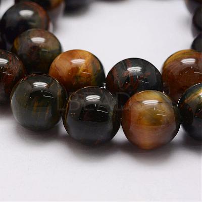Natural Yellow Blue Tiger Eye(Dyed & Heated) Bead Strands G-P230-07-16mm-1