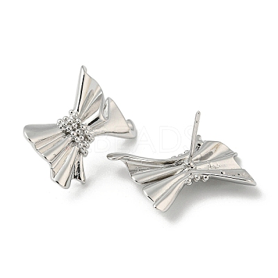 Bowknot Rack Plating Brass Stud Earrings EJEW-F331-31P-1