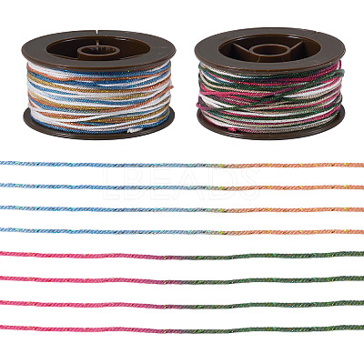 2 Rolls 2 Colors Segment Dyed Round Polyester Twisted Cords OCOR-TA0003-71-1
