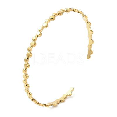 Ion Plating(IP) 304 Stainless Steel Flat Round Wrap Cuff Bangles for Women BJEW-L682-010G-1