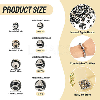 36Pcs 4 Styles Tibetan Style dZi 3-Eye Beads G-TA0002-68-1