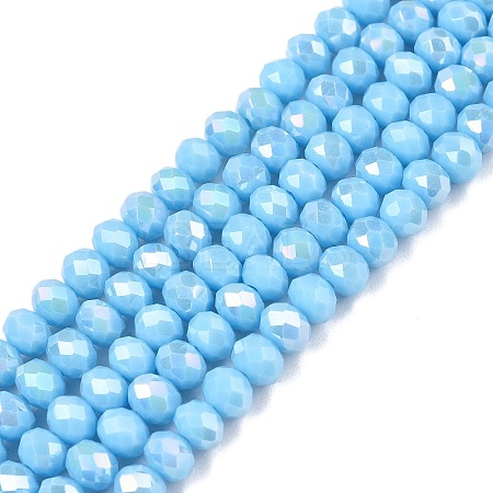 Electroplate Glass Beads Strands EGLA-A044-P4mm-B08-1