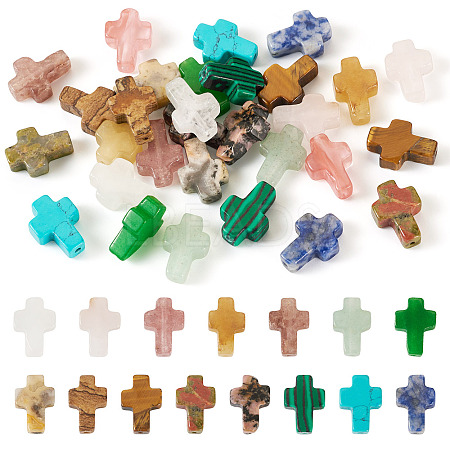 30Pcs 15 Styles Natural & Synthetic Mixed Gemstone Beads G-TA0002-13-1