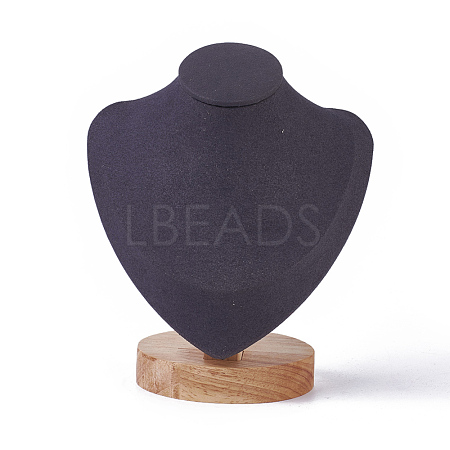 Microfiber Wooden Necklace Displays NDIS-O008-03B-S-1