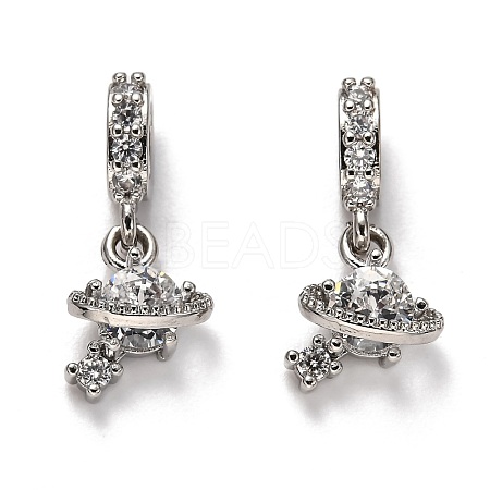 Brass Micro Pave Clear Cubic Zirconia European Dangle Charms ZIRC-H119-02P-1