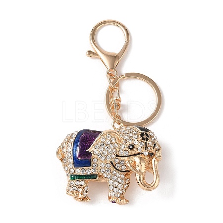 Elephant Zinc Alloy Enamel with Rhinestone Pendant Keychain KEYC-G061-01A-1