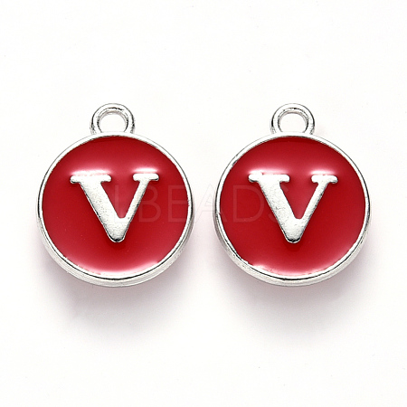 Platinum Plated Alloy Enamel Charms ENAM-S118-03V-P-1