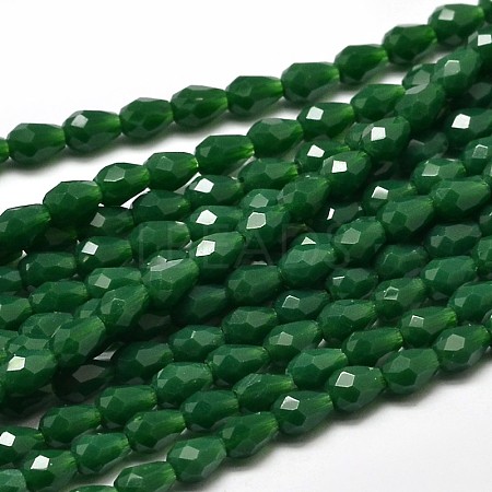 Faceted Teardrop Glass Beads Strands X-EGLA-J132-A03-1