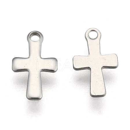 Non-Tarnish 304 Stainless Steel Tiny Cross Charms X-STAS-E104-34P-1
