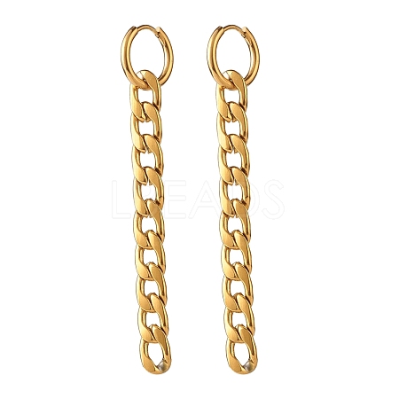 304 Stainless Steel Curb Chain Dangle Huggie Hoop Earrings EJEW-JE04730-01-1