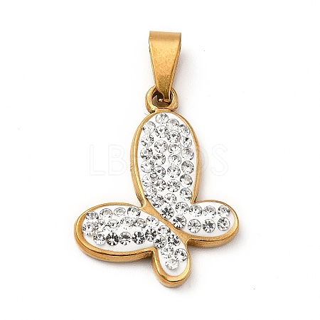 Polymer Clay Rhinestone Pendant STAS-P314-02G-1