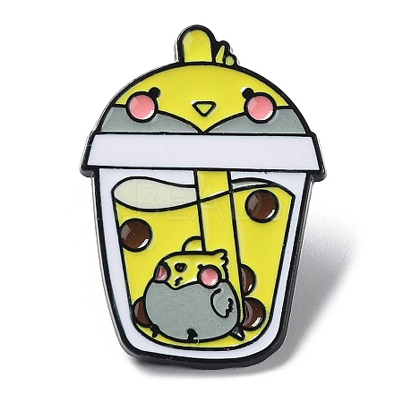 Cartoon Animal Boba Tea Cup Enamel Pin JEWB-E025-01EB-04-1