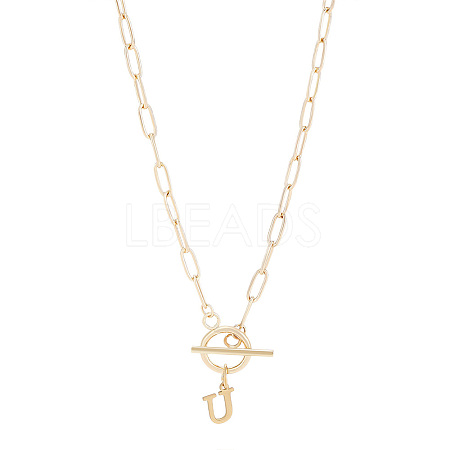 304 Stainless Steel Letter Pendant Necklaces NJEW-LP0001-52U-G-1