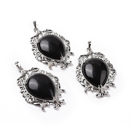 Natural Obsidian Big Pendants G-P496-01P-17-1