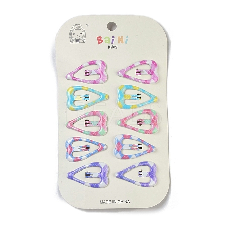 10Pcs 5 Colors Tartan Pattern Epoxy Resin Snap Hair Clip PHAR-P009-01E-1