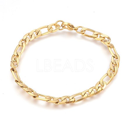 Ion Plating(IP) 304 Stainless Steel Figaro Chain Bracelets BJEW-P235-03G-1