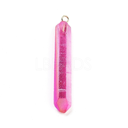 Electroplated Natural Quartz Pendants G-P315-B01-05G-1