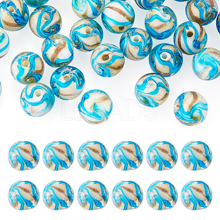 30Pcs Handmade Gold Sand Lampwork Beads LAMP-TA0002-37C-1