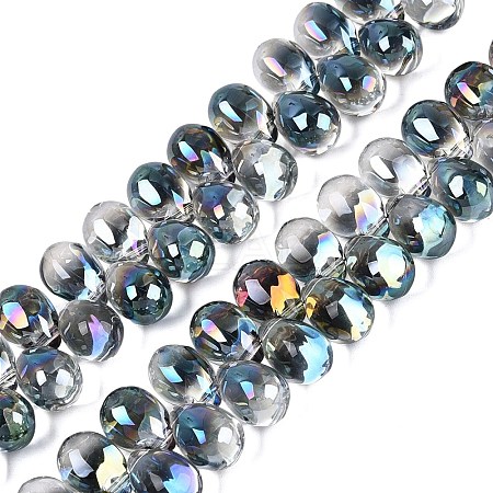 Electroplate Baking Paint Transparent Glass Beads Strands GL-N005-02A-C09-1