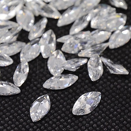 Clear Grade A Horse Eye Cubic Zirconia Pointed Back Cabochons X-ZIRC-M003-4x2mm-007-1